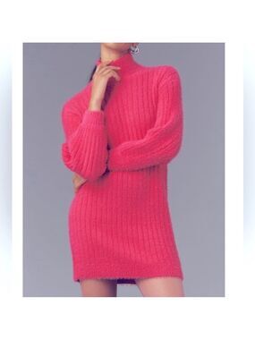 Fuchsia NWT funnel neck sweater mini dress by Anthropologie Flat White Large